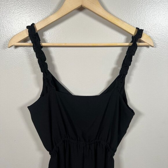 Aritzia Wilfred Melodie Romper Size Small Black Ruffle Sleeve V-neck Minimal - Picture 8 of 11